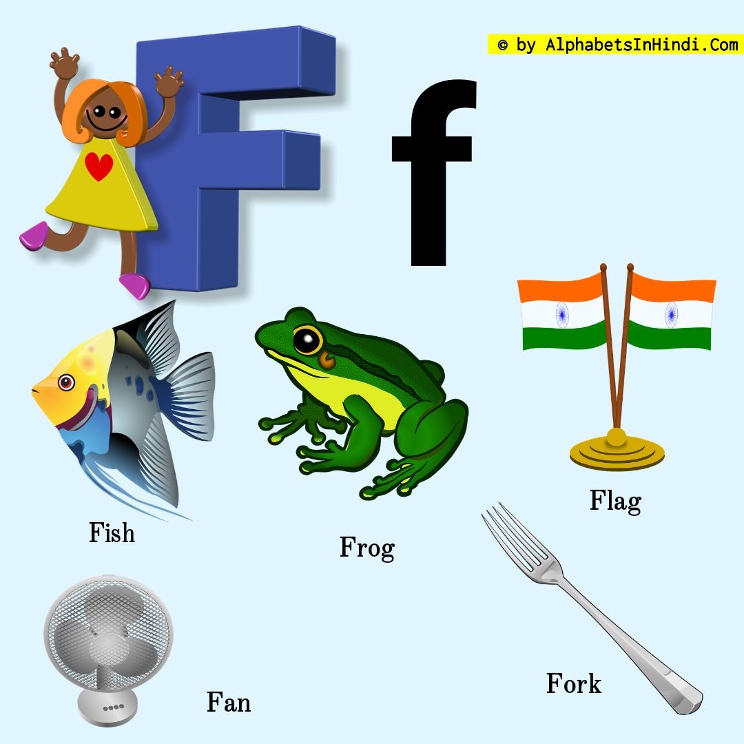 F For Frog Alphabet Phonic Sound And 5 Words Hd Image