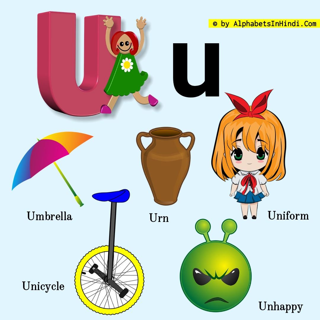 U For Uniform Alphabet Phonic Sound And 5 Words Hd Image