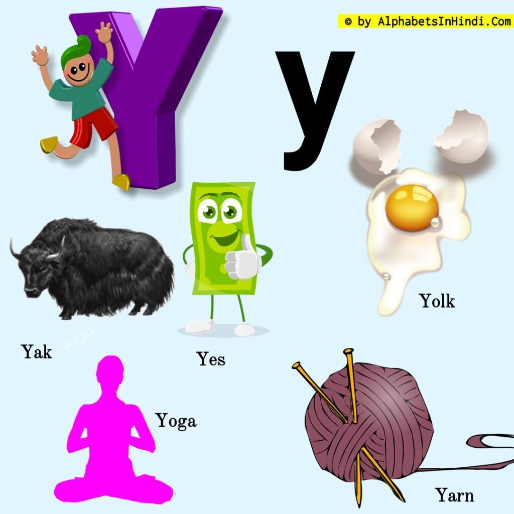 Y For Yak Alphabet Phonic Sound And 5 Words HD Image