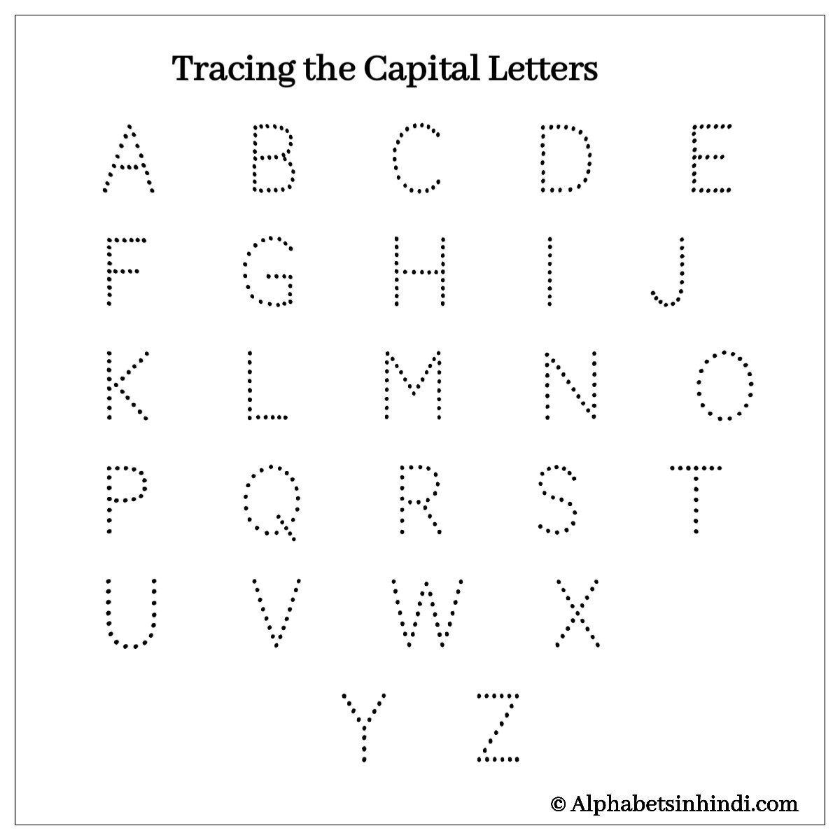 capital letters A to Z